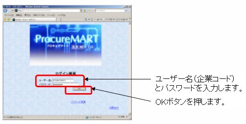 ログイン画面-ユーザー名/パスワードを入力